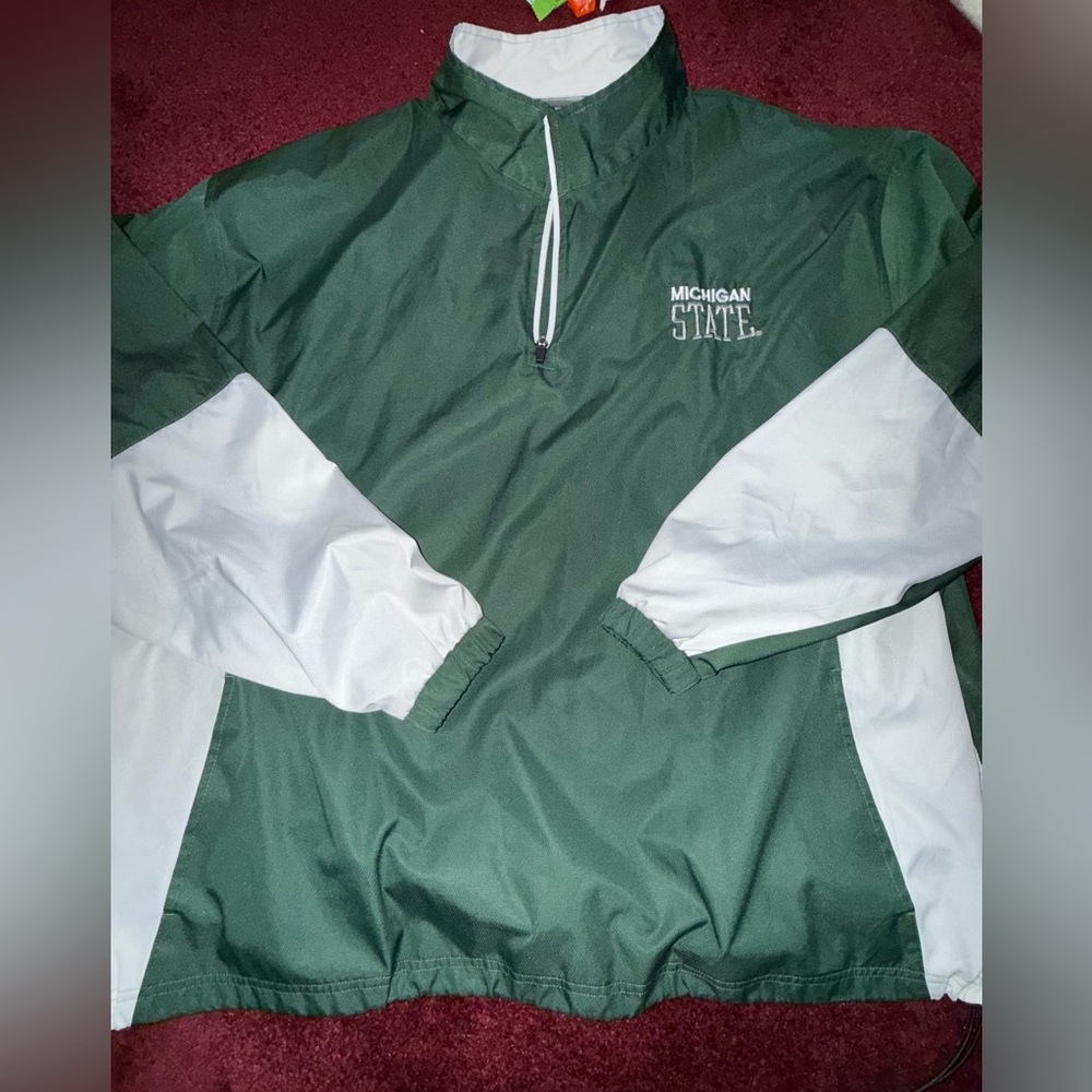 Knights Apparel Michigan State Spartans Pullover Windbreaker Men 2XL Green White